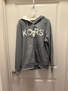 Michael Kors Men's Textured-Logo Zip Hoodie NWT Size L